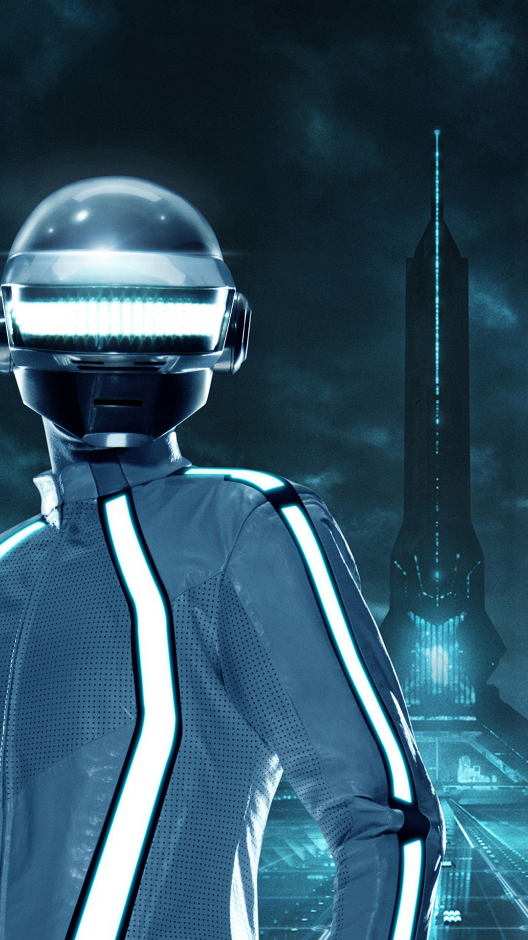 Wallpaper for galaxy s4 with daft punk band in blue suite in 1080x1920 resolution