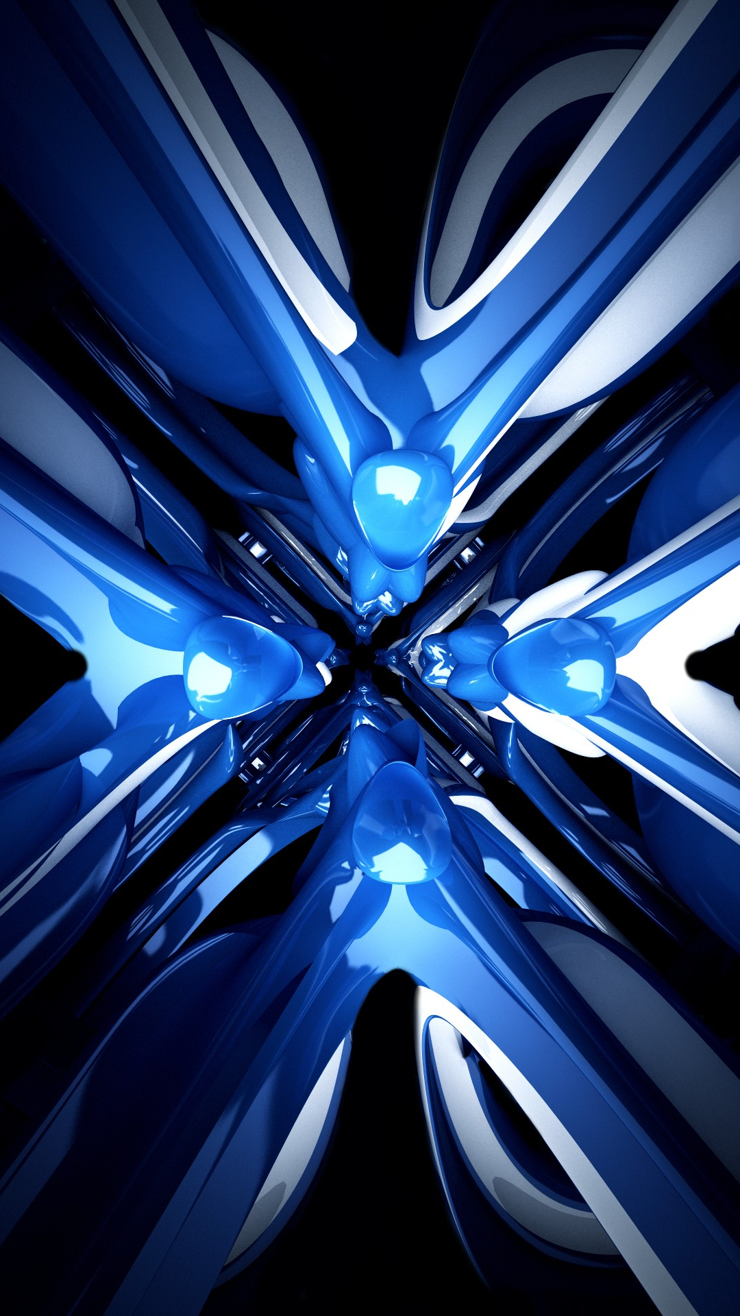 Wallpaper for galaxy s4 with 3D blue shapes in 1080x1920 resolution